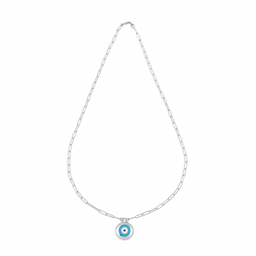 Jewel Eye Disc, Sterling Silver Necklace.