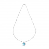 Jewel Eye Disc, Sterling Silver Necklace.