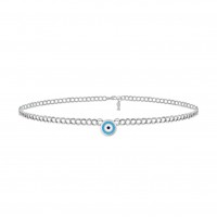 Jewel Eye Nazar, Sterling Silver Necklace.