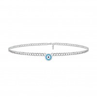 Jewel Eye Nazar, Sterling Silver Necklace.