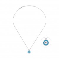 Clover Jewel Eye, Sterling Silver Necklace.