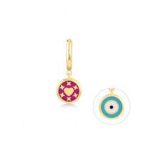 Heart Jewel Eye, Sterling Silver Earring (Sold INDIVIDUALLY).