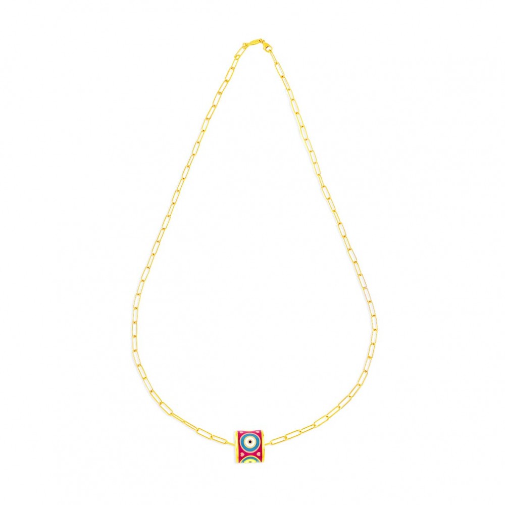 Jewel Eye Roller, Sterling Silver Necklace.