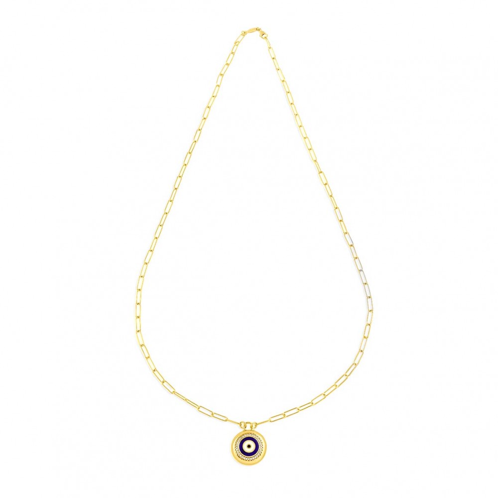 Jewel Eye Disc, Sterling Silver Necklace.