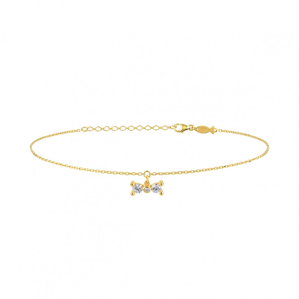 Tailed Mini Bow, Sterling Silver Anklet. Tailed Mini Bow, Sterling Silver Anklet.