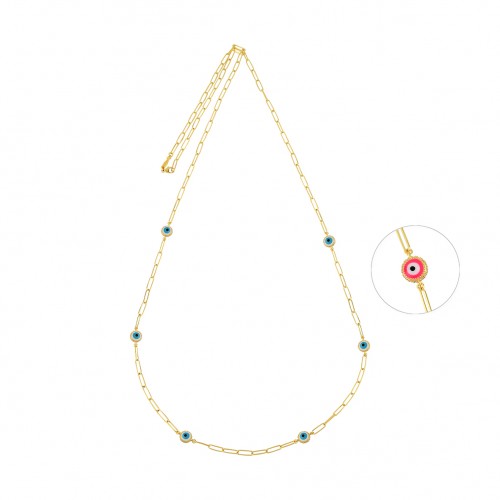 Multi Nazar, Sterling Silver Necklace.