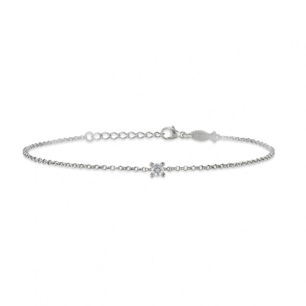 Solitaire, Sterling Silver Bracelet.