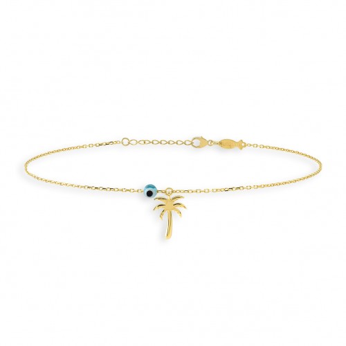 Palm Tree, Sterling Silver Anklet.
