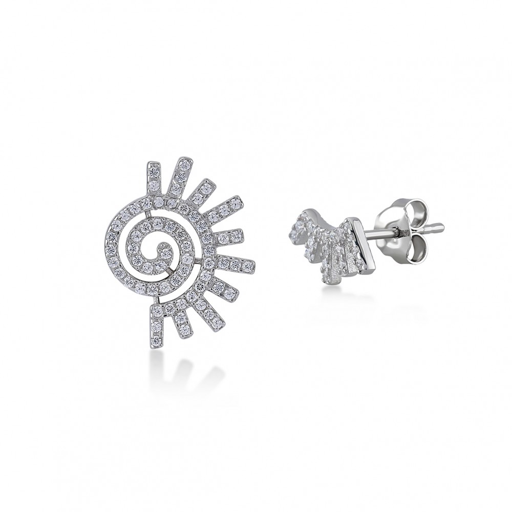 Spiral Sun, Sterling Silver Earrings Set.