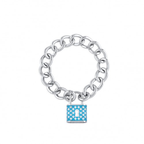 Clover Padlock, Sterling Silver Bracelet (Size: Small)