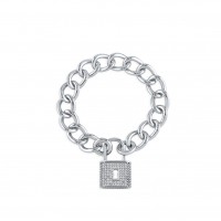 Padlock, Sterling Silver Bracelet (Size: Small)