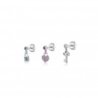 Love Lock, Sterling Silver Earrings Set.