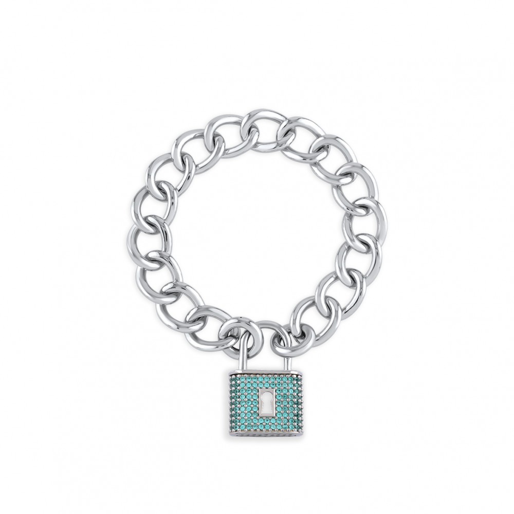 Padlock, Sterling Silver Bracelet (Size: Small)