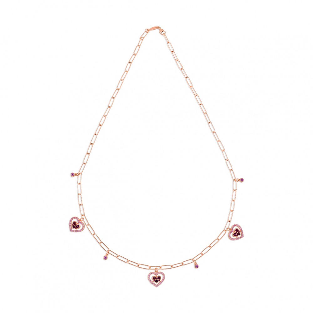 Midi Hearts Entourage, Sterling Silver Necklace.