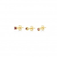 Solitaire, Sterling Silver Earrings Set.